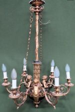 Antique 19th Century Gasolier Chandelier, Solid Gilded Bronze Ceiling Light picture