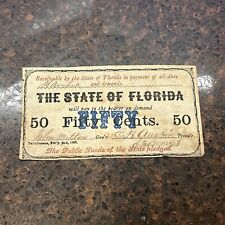 SASA 1863 State Of Florida 50 Cents Remainder Obsolete Pay To Bearer On Demand picture