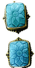 STEPHEN DWECK Hand Carved Unique Turquoise & 925 Silver Stud Earrings 23G picture