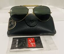 1970's 58-14 VINTAGE B&L RAY-BAN USA RB3 TRUGREEN OUTDOORSMAN AVIATOR SUNGLASSES picture