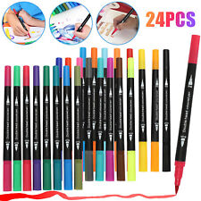 24 Colors Dual Tip Marker Paint Pens Set Universal Permanent for Art DIY Project picture
