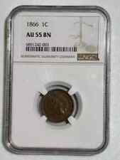 1866 P Small Cents Indian Head Penny NGC AU-55 BN picture