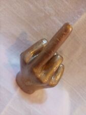 Gold Middle Finger Concrete Statue Figurine Flip-Off ring holder  picture