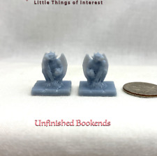 GARGOYLE BOOKENDS Set of 2 Dollhouse Miniature 1:12 Scale Gray Resin DIY  picture