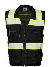 ML Kishigo Black High Visibility Multi-Pocket Mesh Vest B500, LARGE. Workwear picture