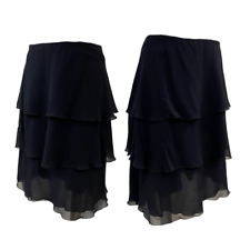 Vtg Vintage Chanel 2000s Y2K Era Authentic Black Silk Flutter Flirty Mini Skirt picture