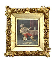 Painting Musician Court Jester with Lute Guitar Oil on Canvas Framed Antique Art picture