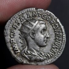 Gordian III Antoninianus Ancient Roman Empire Silver Coin Jupiter VF Toned 238AD picture