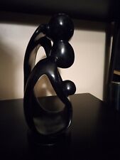 Vintage Black Soapstone Infinity Family Sculpture Figurine 11