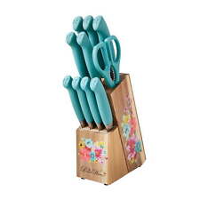 The Pioneer Woman Breezy Blossoms 11-Piece Stainless Steel Knife Block Set, Teal picture