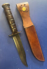 US NAVY MK 2 CAMILLUS COMBAT SURVIVAL KNIFE W/LEATHER SHEATH picture