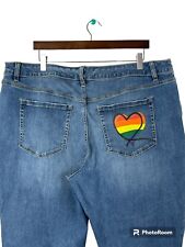 Lane Bryant Jeans Women’s 20 Flex Magic Waistband Boyfriend Capri Rainbow Heart picture