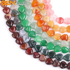 Assorted Natural Gemstones Heart Shape Loose Beads For Jewelry Making Strand 15