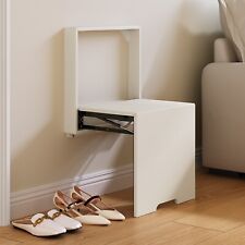 Guyii White Wall Mounted Folding Seat Entryway Shoe Bench Folding Shower Seat picture