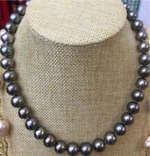 AAAAA LUSTER 10-11mm Natural Tahitian Black Pearl Necklace with 20