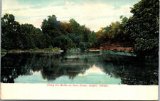 Vtg 1910s Along The Bluffs on Deer Creek Delphi Indiana IN Postcard picture