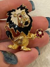 Vintage Gerry's Lion Pin with Scepter King of the Jungle Enamel and Rhinestone picture
