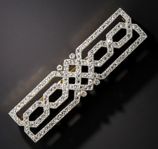 French Early Art Deco Round Cut Cubic Zirconia 3.00CT Unique Design Brooch Pin  picture