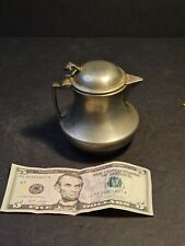 Pewter syrup/ early 1900s /unmarked /lidded and hinged great primitive form. picture