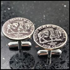 New Cufflinks Modern Bison Buffalo Nickel 5 Cent Coin Currency Money Americana picture