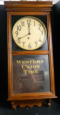 Antique Ingram Wooden Western Union Time Wall Clock 38