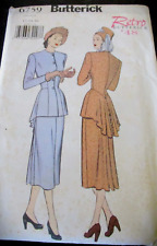 1940's Retro Butterick Sewing Pattern Misses Top and Skirt Sizes 12-14-16 Uncut picture