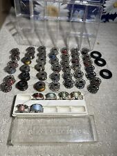 LOT OF 52 VINTAGE  METAL SEWING MACHINE BOBBINS All Different Hole Numbers Misc picture