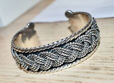 Superb TAXCO TC 51 Mexico Stg Silver Oxidised Relief Rope Cuff Bangle 68 Grams picture