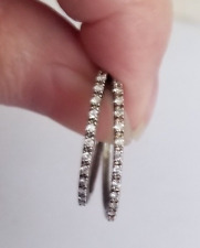 14k Solid Gold Diamond Hoop Earrings Black Rhodium picture