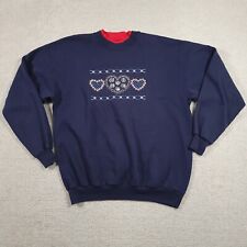 Vintage M&C Sportswear Crewneck Sweatshirt Women's Large Blue Hearts Grandma picture