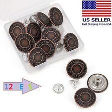 12× Jean Button Pins，3/4 in Vintage No Sew Instant Replacement Combo Copper Tack picture