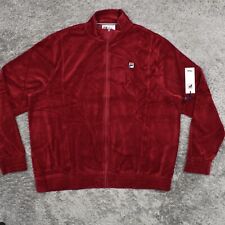 FILA O-Fit Velour Jacket Men Lounge Size 3XL Track All Season Classic Biking Red picture