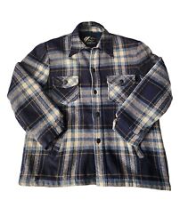 Vintage Sears Outerwear Blue Plaid Striped Flannel Farmer Chore Trucker Jacket L picture