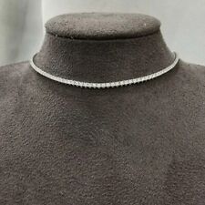 15Inch Simulated 3MM Diamond Choker Tennis Anniversary Necklace 925 Silver picture