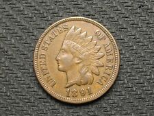 OLD COIN SALE AU 1891 INDIAN HEAD CENT PENNY w/ DIAMONDS & FULL LIBERTY #450 picture