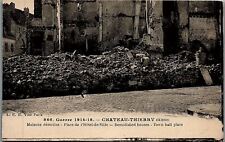 1918 WWI BOMBING DAMAGE CHATEAU-THIERRY AISNE FRANCE LITHOGRAPHIC POSTCARD 34-18 picture