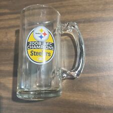PITTSBURGH STEELERS VINTAGE 2008 AFC CHAMPIONS GLASS BEER MUG picture