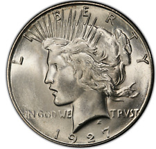 (1) BU $1 1927 Peace Silver Dollar Philadelphia P Mint State Unc picture