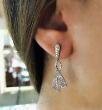 Elegant and Sophisticated Pair Of 925 Solid Silver With 1.25CT Shiny CZ Earrings picture