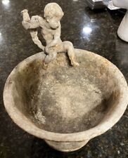 Vintage Unique Rare Boy Angle Bowl Planter Cast Iron Read picture