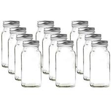 12 pieces of Square Glass Spice Bottles 4 oz Spice Jars with Silver Metal Lid... picture
