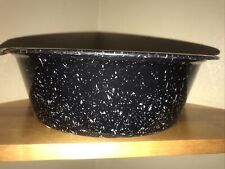 Antique Graniteware Enamelware Black Spotted BOWL Tub 13”x4.25 Deep Rustic picture