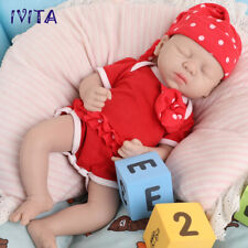 IVITA 15'' Eyes Closed Full Silicone Reborn Baby Girl Vivid Silicone Infant Doll picture