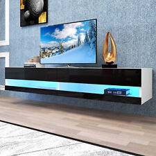 Gloss Floating TV Stand Wall Mounted 20 Color LED Media Console Table For up 80