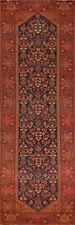 Pre-1900 Vegetable Dye Malayer Navy Blue Hand-made Runner Antique Rug 3x13 picture
