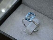 Certified Natural Aquamarine 14 K White Gold Handmade Ring Gift For Her picture