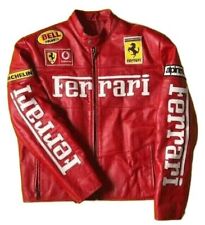 Red Ferrari Racing Original Leather Motorcycle Vintage World Champion Jacket picture
