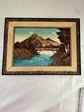 Japanese Bark & Moss 3D Framed Picture. Vintage 16 x12 picture