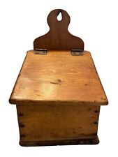 Vintage Primitive Wood Wall Hanging Stand Alone Salt Spice Box Handcrafted picture