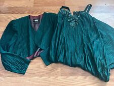 VTG 1980's DAVID ROSE Green Ruched Prom Party Two Piece Sequin Dress SZ 14W picture